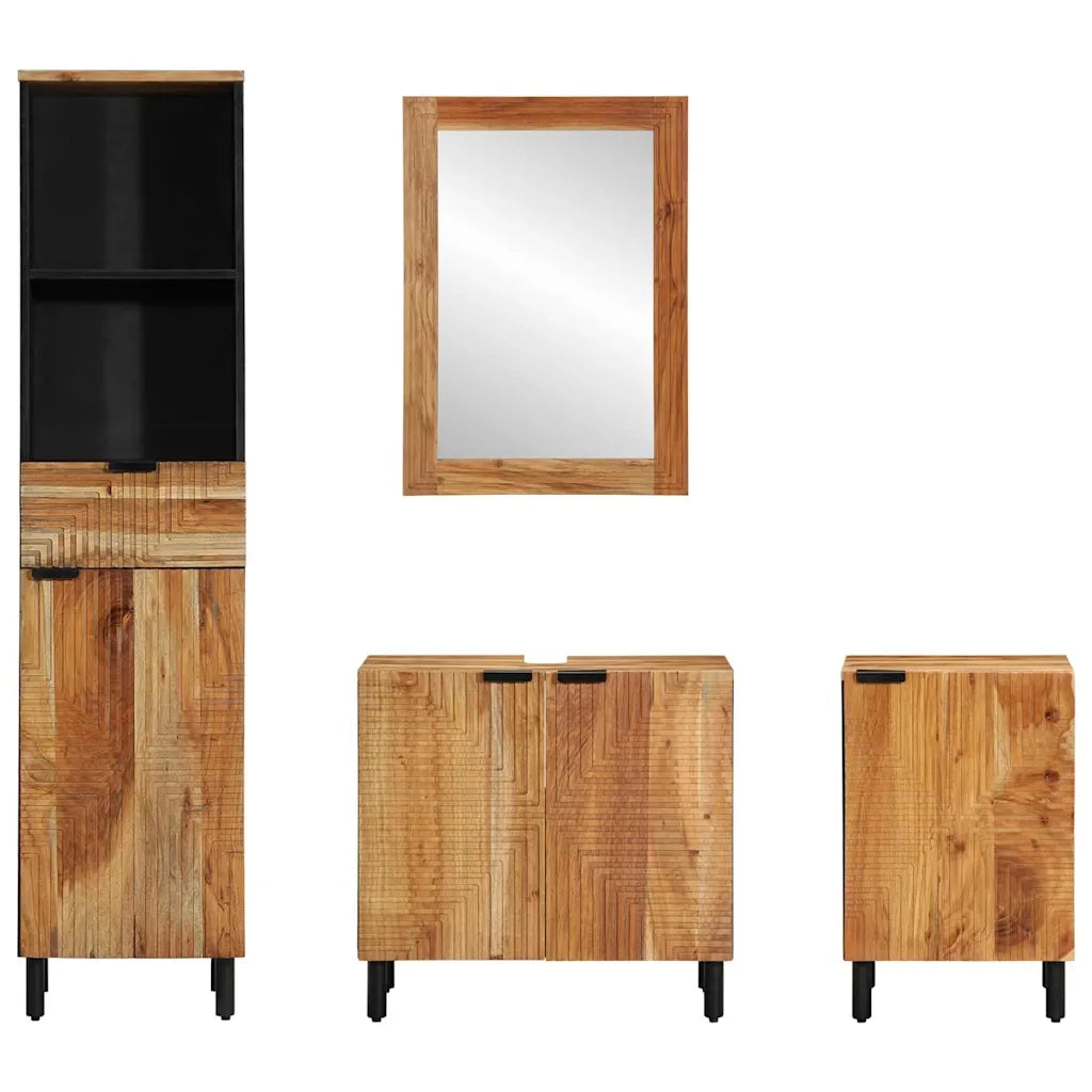 Set di mobili per il bagno con cassetto con porta 4 pcs Marrone 3310014
