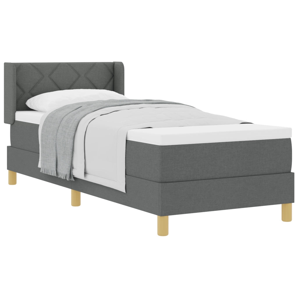 Letto box spring e materasso grigio scuro 80x200 cm in tessuto