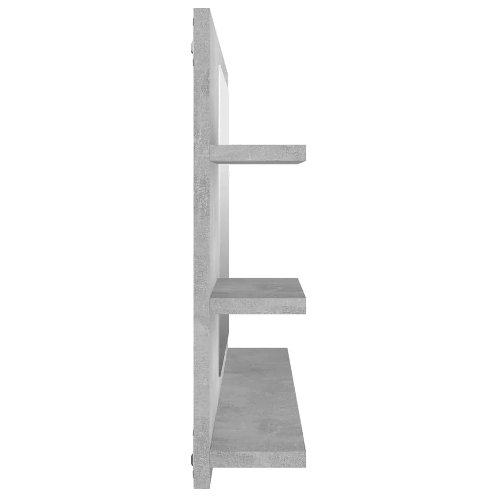 Specchio da bagno con 3 ripiani 90 x 10,5 x 45 cm truciolato grigio 02_0006947