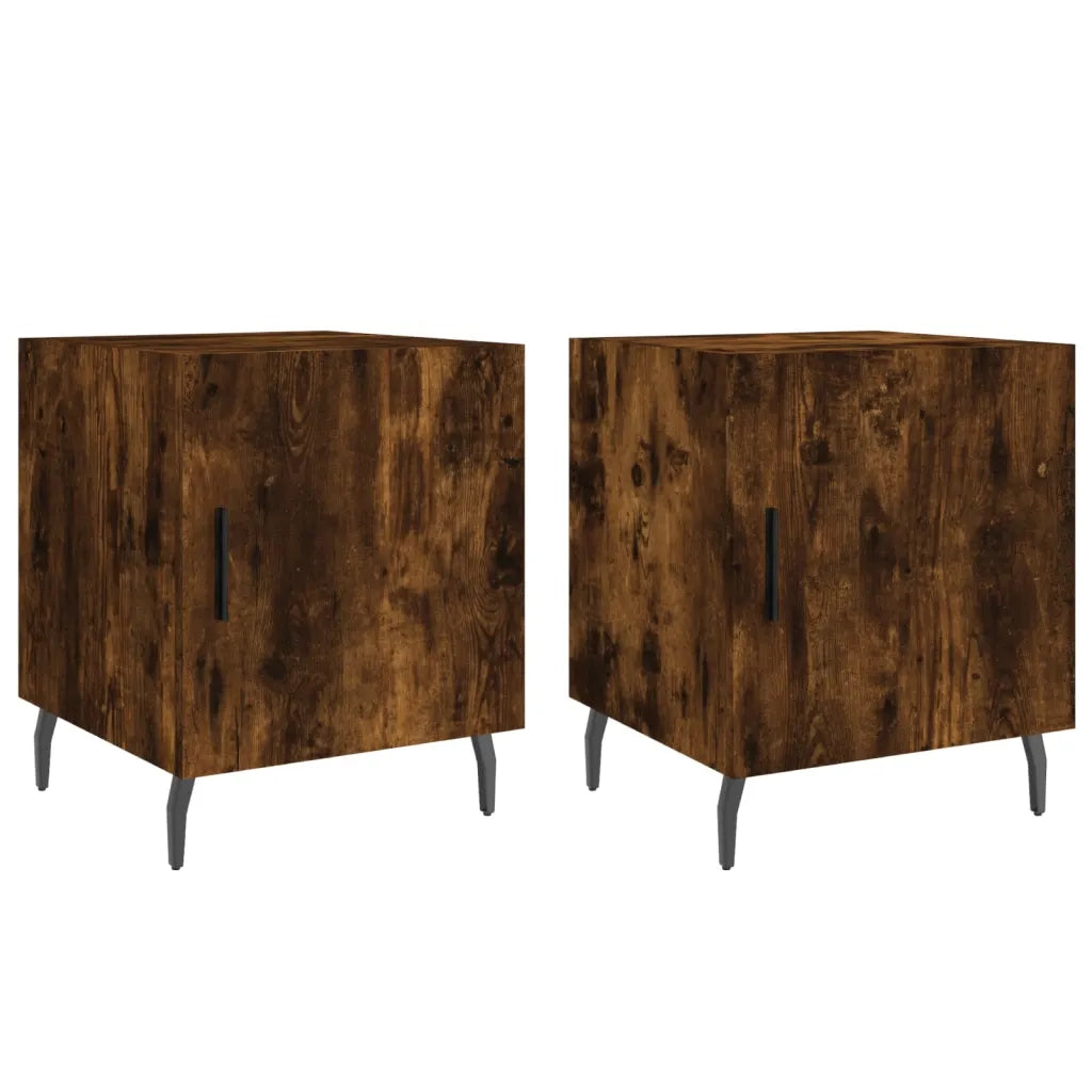 Comodini 2 pz-Set di 2 Tavolino da notte Rovere Fumo 40x40x50 cm in Legno Multistrato 676374