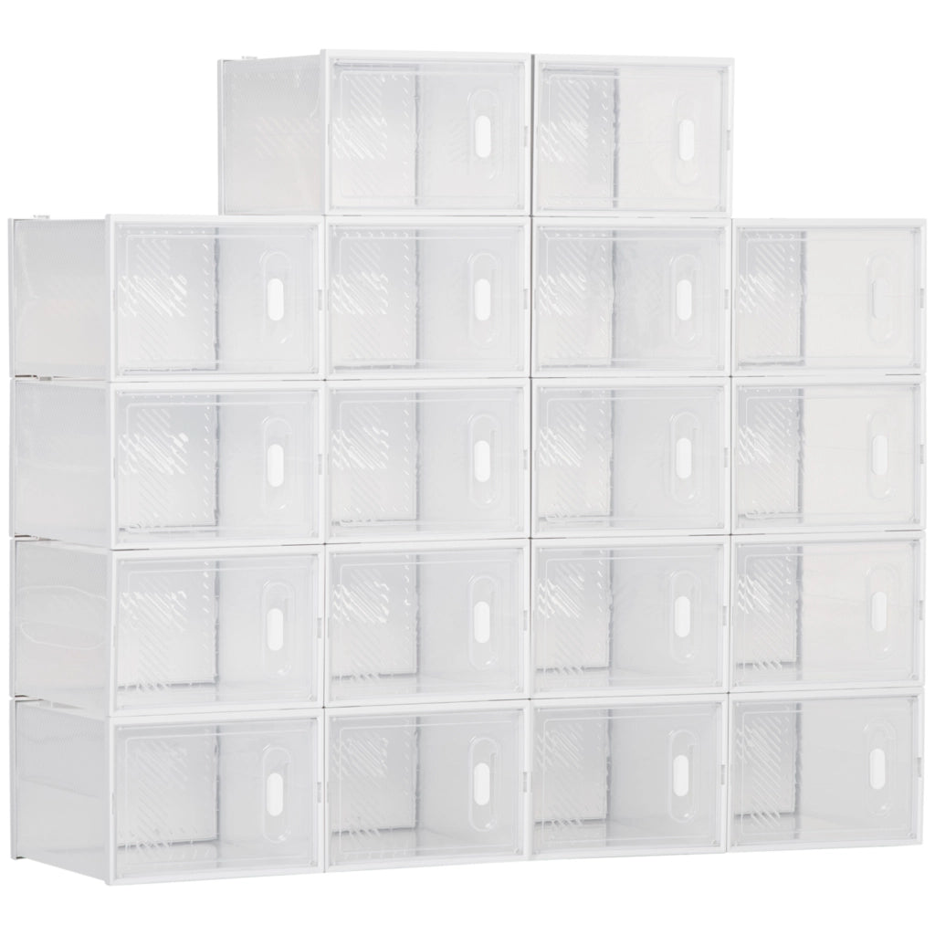 Scarpiera Modulare 18 Scomparti con Ante ¨C Xylo ¨C Portascarpe Salvaspazio 28x36x21cm Trasparente