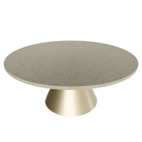 Artù Brass - Tavolo da pranzo rotondo ⌀ 120 cm in legno laminato con base a cono in metallo Grigio Testurizzato
