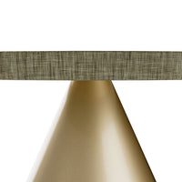 Artù Brass - Tavolo da pranzo rotondo ⌀ 120 cm in legno laminato con base a cono in metallo Grigio Testurizzato