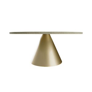 Artù Brass - Tavolo da pranzo rotondo ⌀ 120 cm in legno laminato con base a cono in metallo Grigio Testurizzato