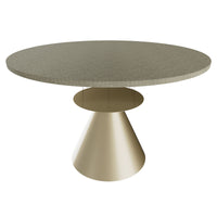 Artù Brass - Tavolo da pranzo rotondo ⌀ 120 cm in legno laminato con base a cono in metallo Grigio Testurizzato