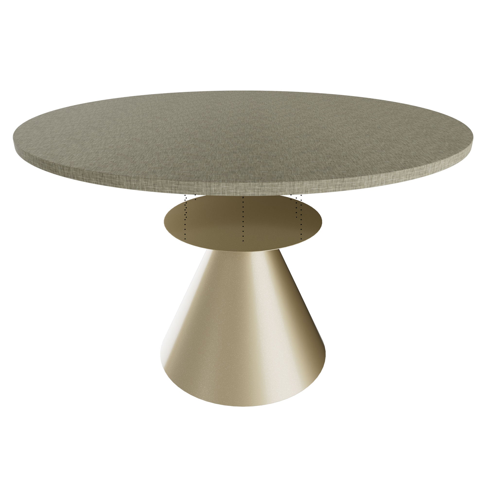 Artù Brass - Tavolo da pranzo rotondo ⌀ 120 cm in legno laminato con base a cono in metallo Grigio Testurizzato