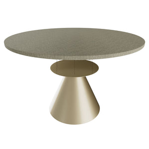 Artù Brass - Tavolo da pranzo rotondo ⌀ 120 cm in legno laminato con base a cono in metallo Grigio Testurizzato