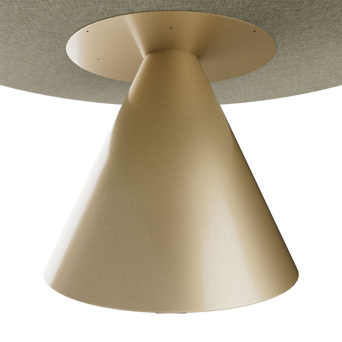 Artù Brass - Tavolo da pranzo rotondo ⌀ 120 cm in legno laminato con base a cono in metallo Grigio Testurizzato