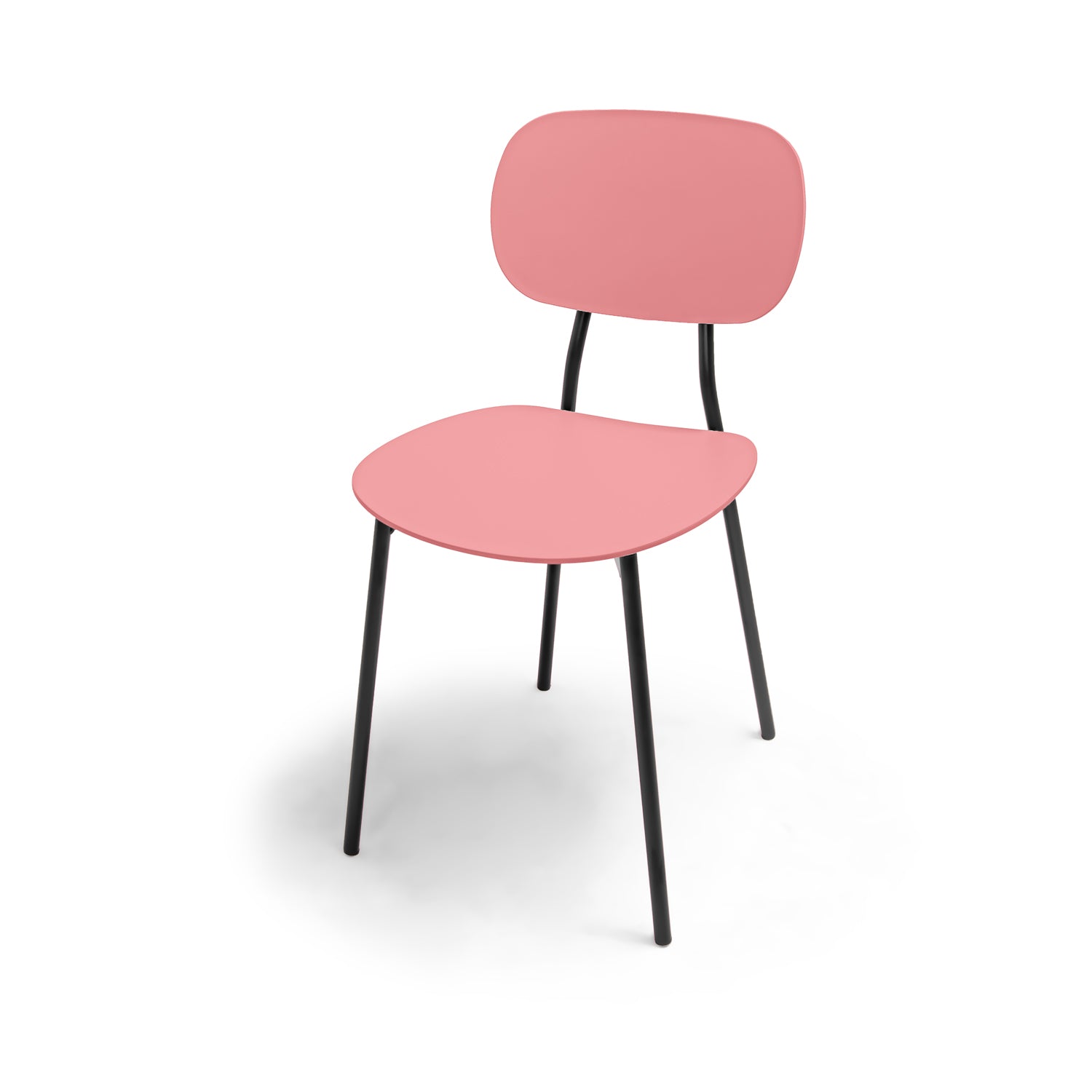 Fabriano - Set di 4 sedie di design in metallo e PP, stile moderno, colore elegante rosa