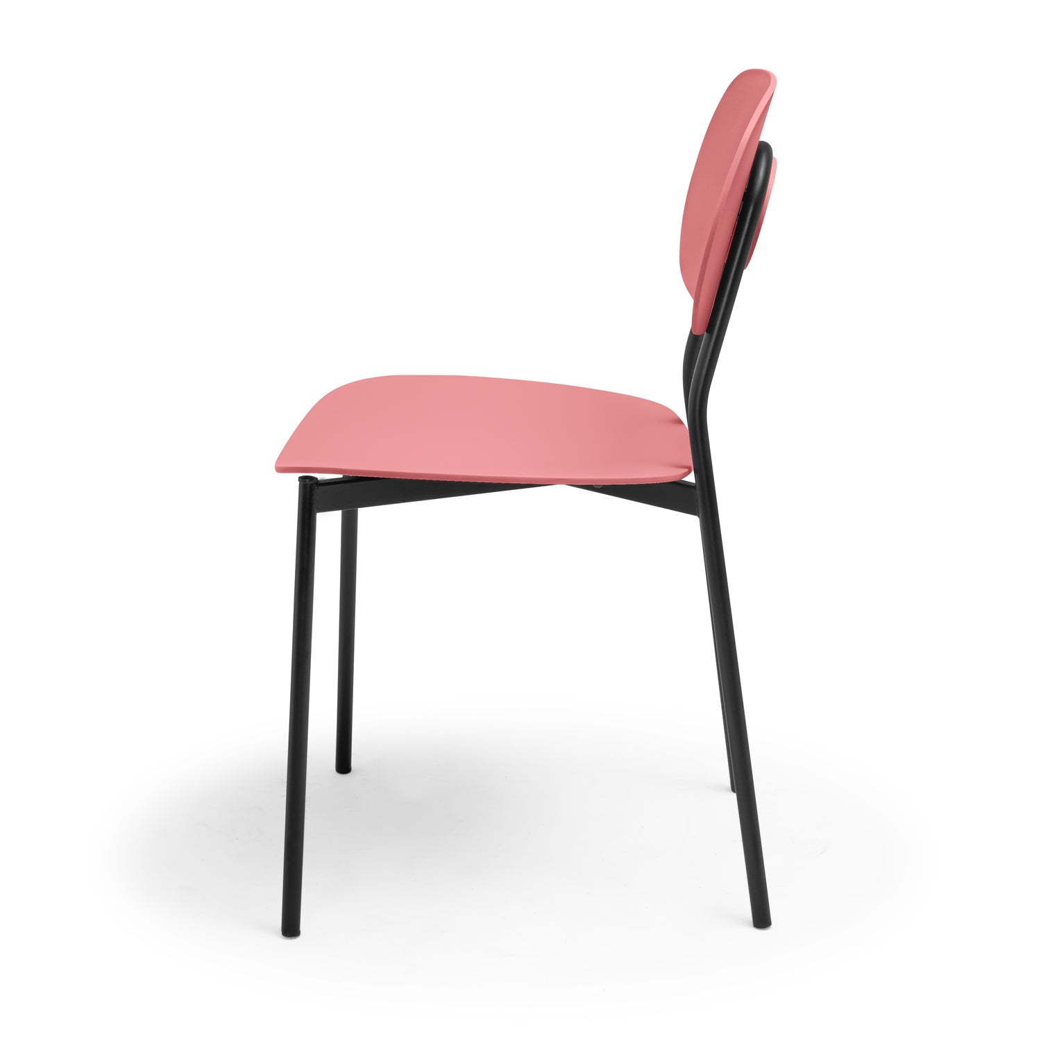 Fabriano - Set di 4 sedie di design in metallo e PP, stile moderno, colore elegante rosa