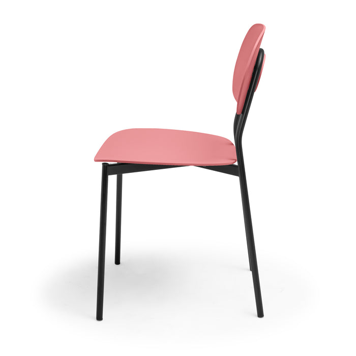 Fabriano - Set di 4 sedie di design in metallo e PP, stile moderno, colore elegante rosa