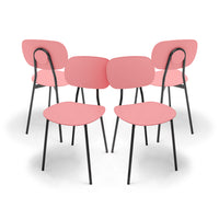 Fabriano - Set di 4 sedie di design in metallo e PP, stile moderno, colore elegante rosa