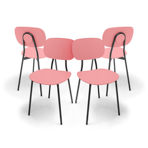 Fabriano - Set di 4 sedie di design in metallo e PP, stile moderno, colore elegante rosa