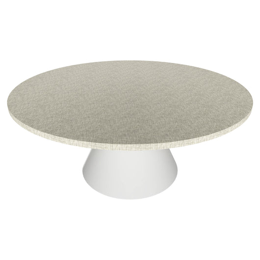 Artù White - Tavolo da pranzo rotondo ⌀ 120 cm in legno laminato con base a cono in metallo Grigio Testurizzato