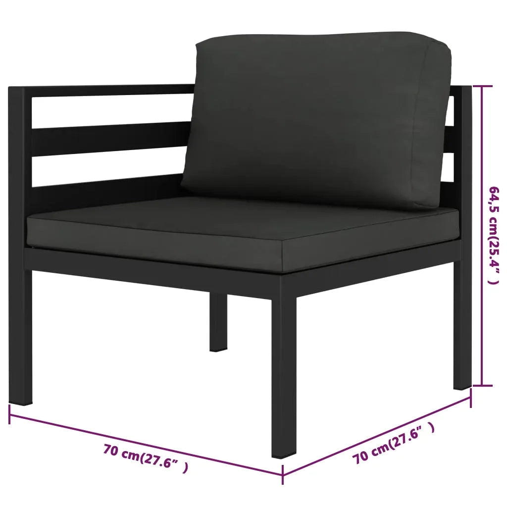 Set Divani da Giardino 5 pz con Cuscini in Alluminio Antracite cod mxl 41672