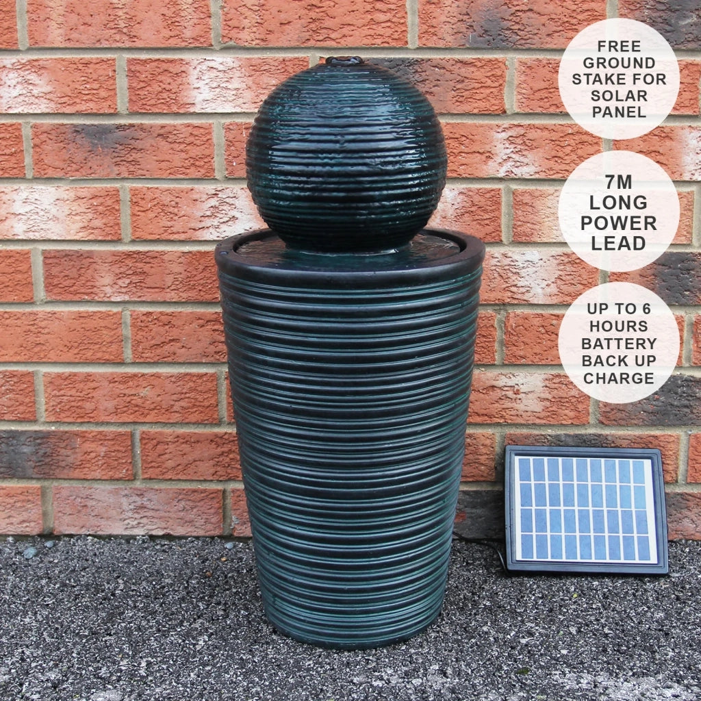 MonsterShop - Fontana Solare a Sfera da Giardino con Batteria di Supporto da 6 Ore Fontanella con Pannello Solare e Picchetto