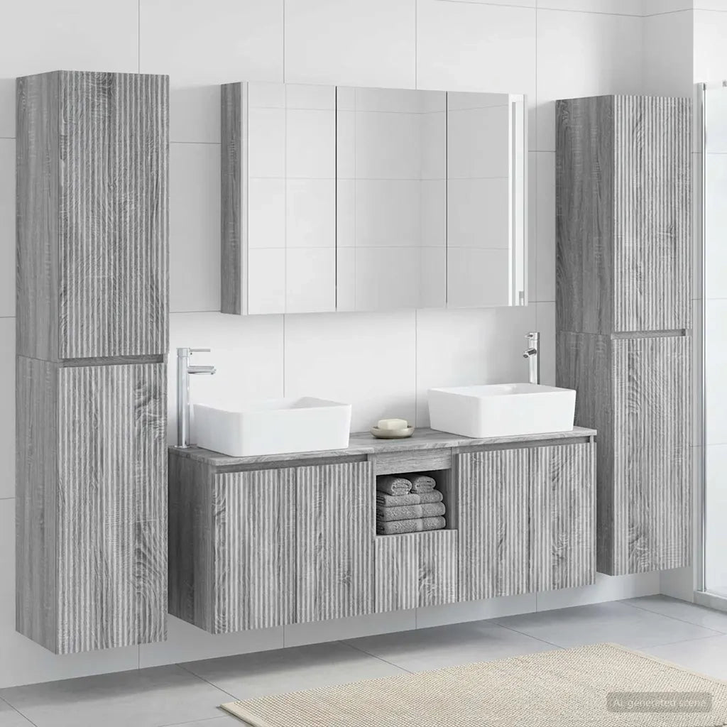 Set di mobili per il bagno 6 pcs Sonoma grigio 3407236