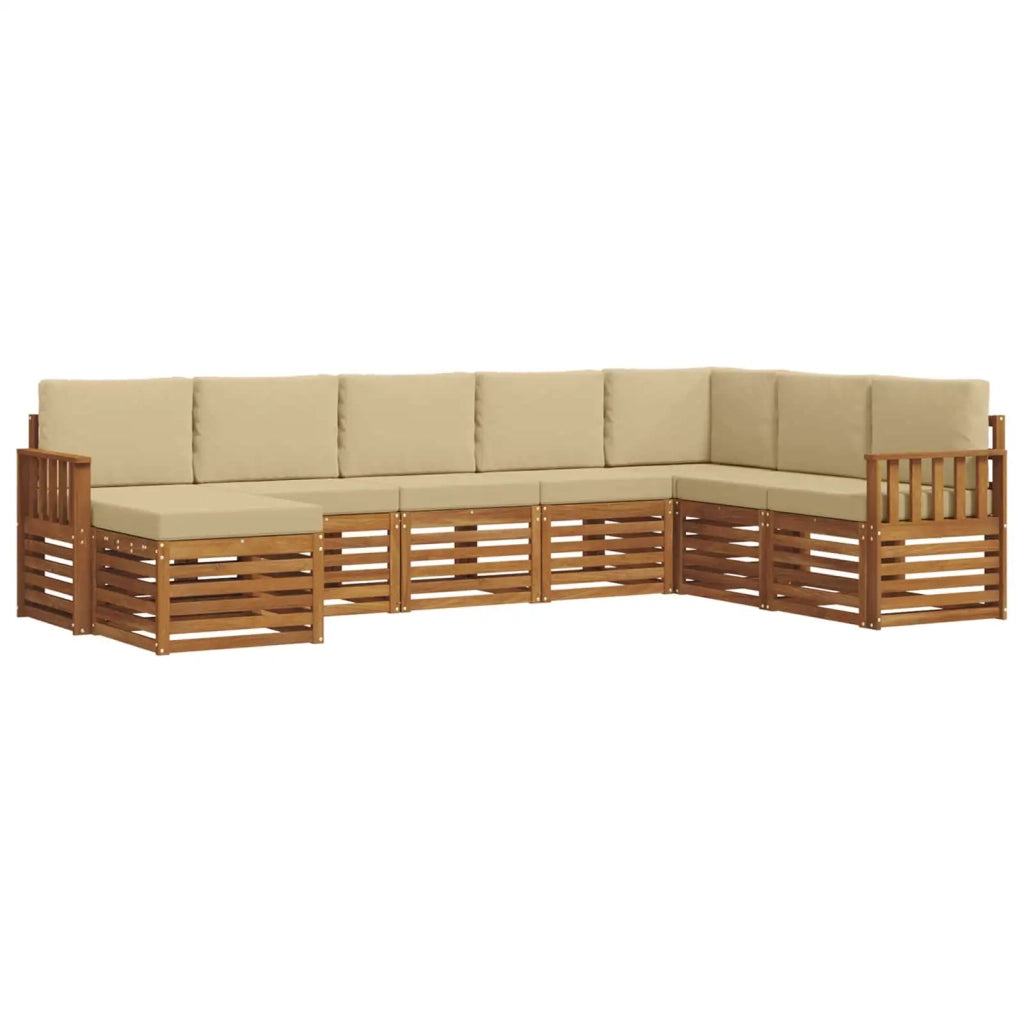 Set di divani da esterno con cuscino 8 pcs Naturale e Beige