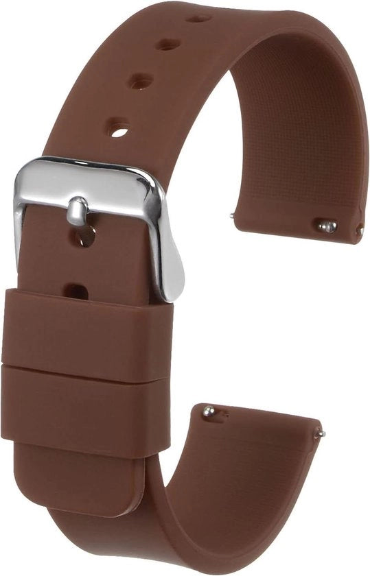 Cinturino orologio in silicone 20mm con chiusura rapida e gancio in acciaio inossidabile, con gomma morbida, sostitutivo cinturino orologio per uomo e donna - marrone