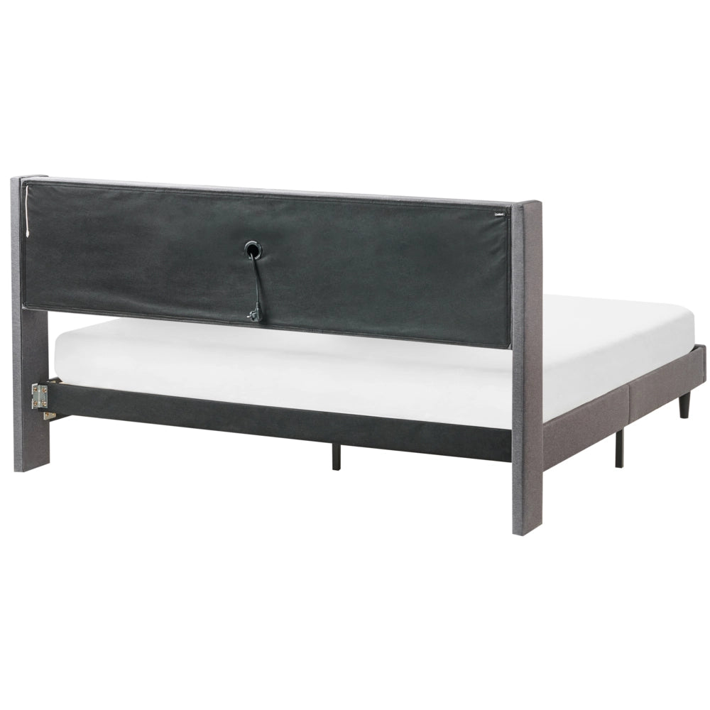 Letto matrimoniale LED Grigio Scuro Tessuto EU Super King Size 180 x 200 cm Testiera imbottita con porta USB Desing moderno