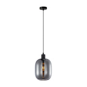 Sospensione Italux Talia nera vetro fumé E27 40W Ø18cm