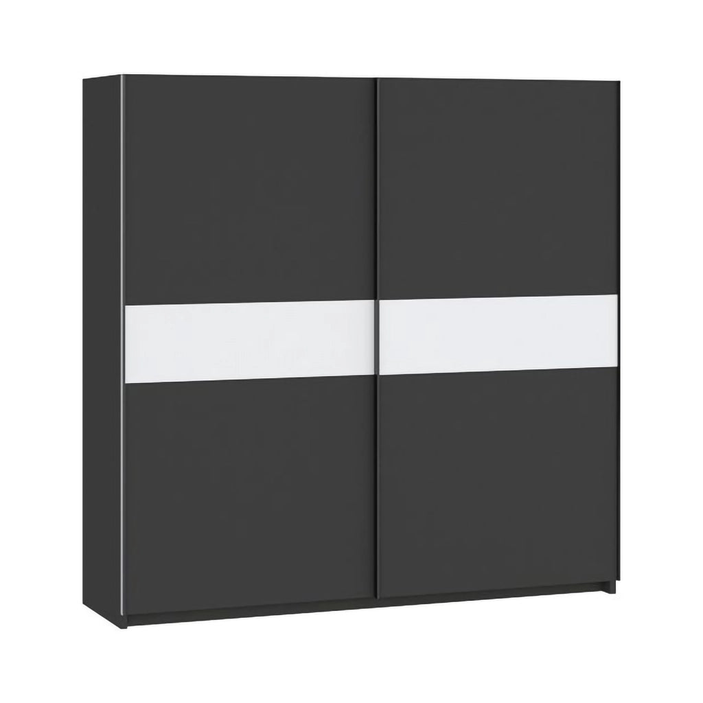 Armadio Camera da Letto Nalika, Guardaroba 2 Ante 2 Ripiani, 200x204h cm Nero Antracite