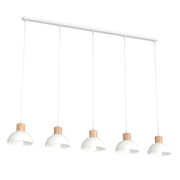 Lampada a sospensione Seco in acciaio bianco opaco e legno