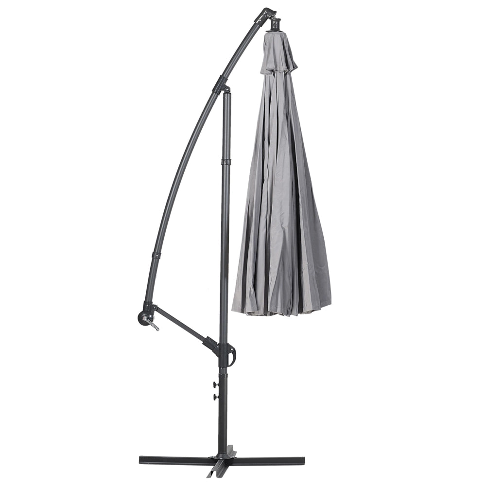 Ombrellone da giardino in tessuto grigio acciaio 235 cm a manovella resistente agli agenti atmosferici