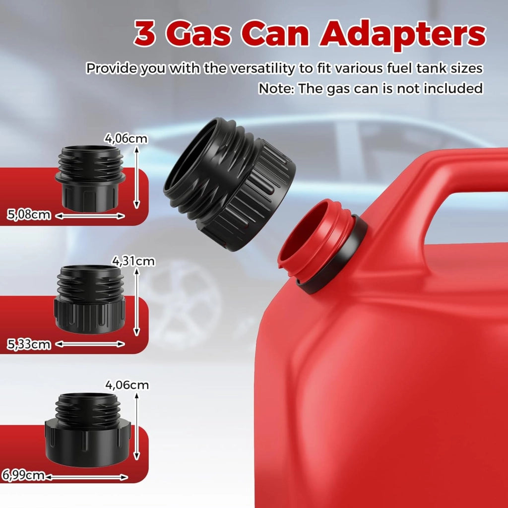 Pompa di Trasferimento Carburante, Pompa Elettrico Carburante Alimentato da Batteria/USB, con Sensore di Spegnimento Automatico, 3 Adattatori per Bidoni di Gas, Benzina, Olio, Diesel (14 LPM)