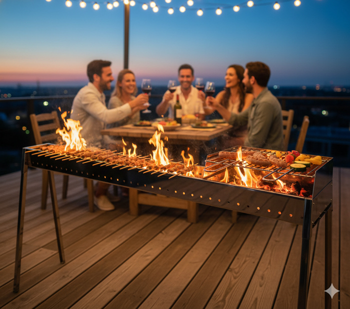 Cuoci Arrosticini a Carbone 140 cm con Barbecue Lisa Luxury Milano Grill 100+40