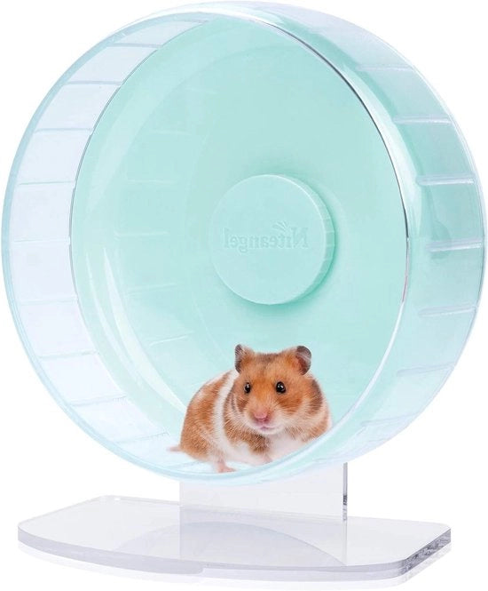 Ruota Silenziosa con Stand Regolabile per Topi, Gerbili, Mice e Altri Animali Piccoli (Verde Menta)