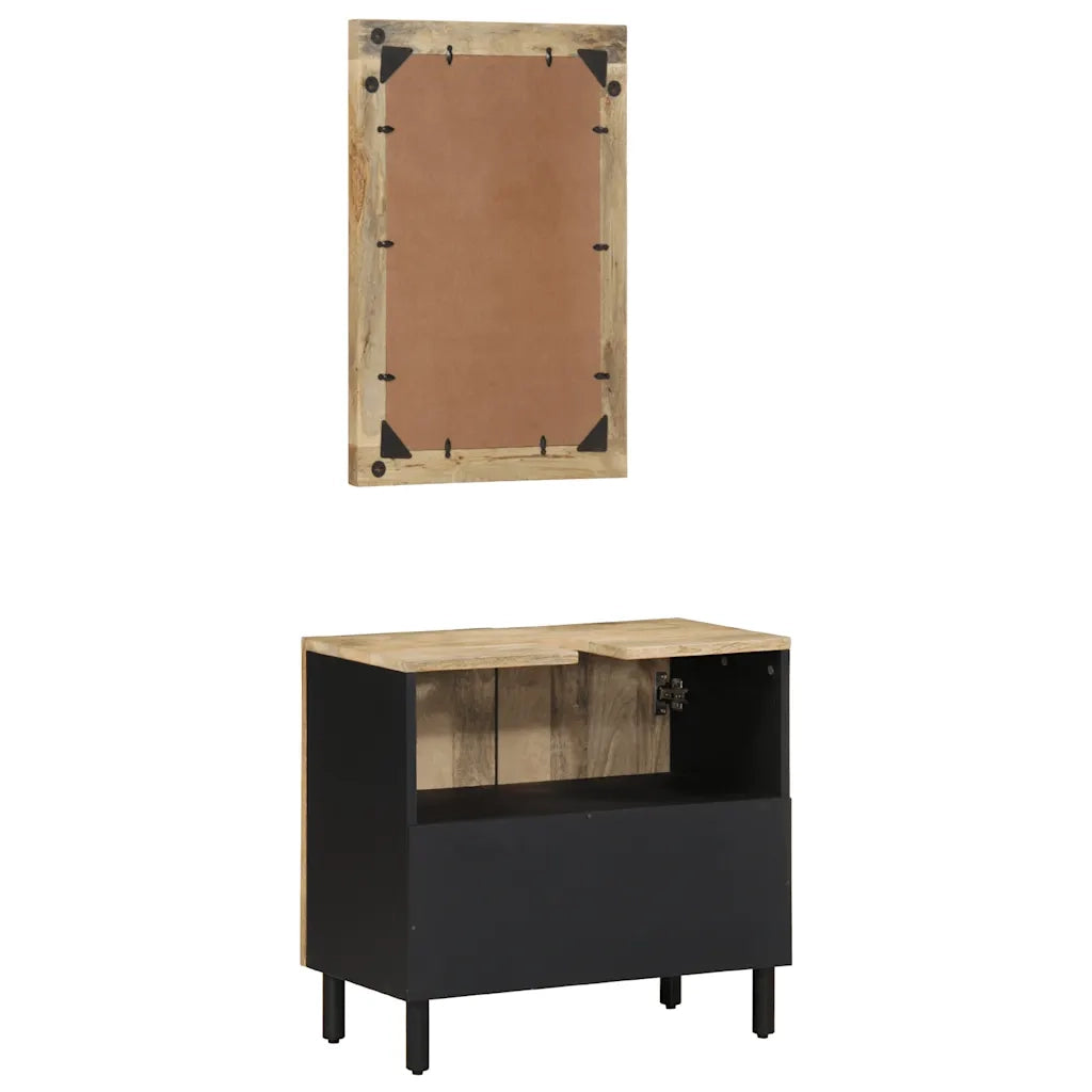 vidaXL Set Mobili da Bagno 2pz in Legno Massello di Mango