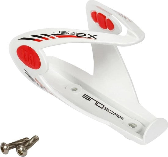 Fissaggio sicuro - quasi indeformabile - superleggero - contenitore per bottiglie bicicletta - bianco - rosso - lucido