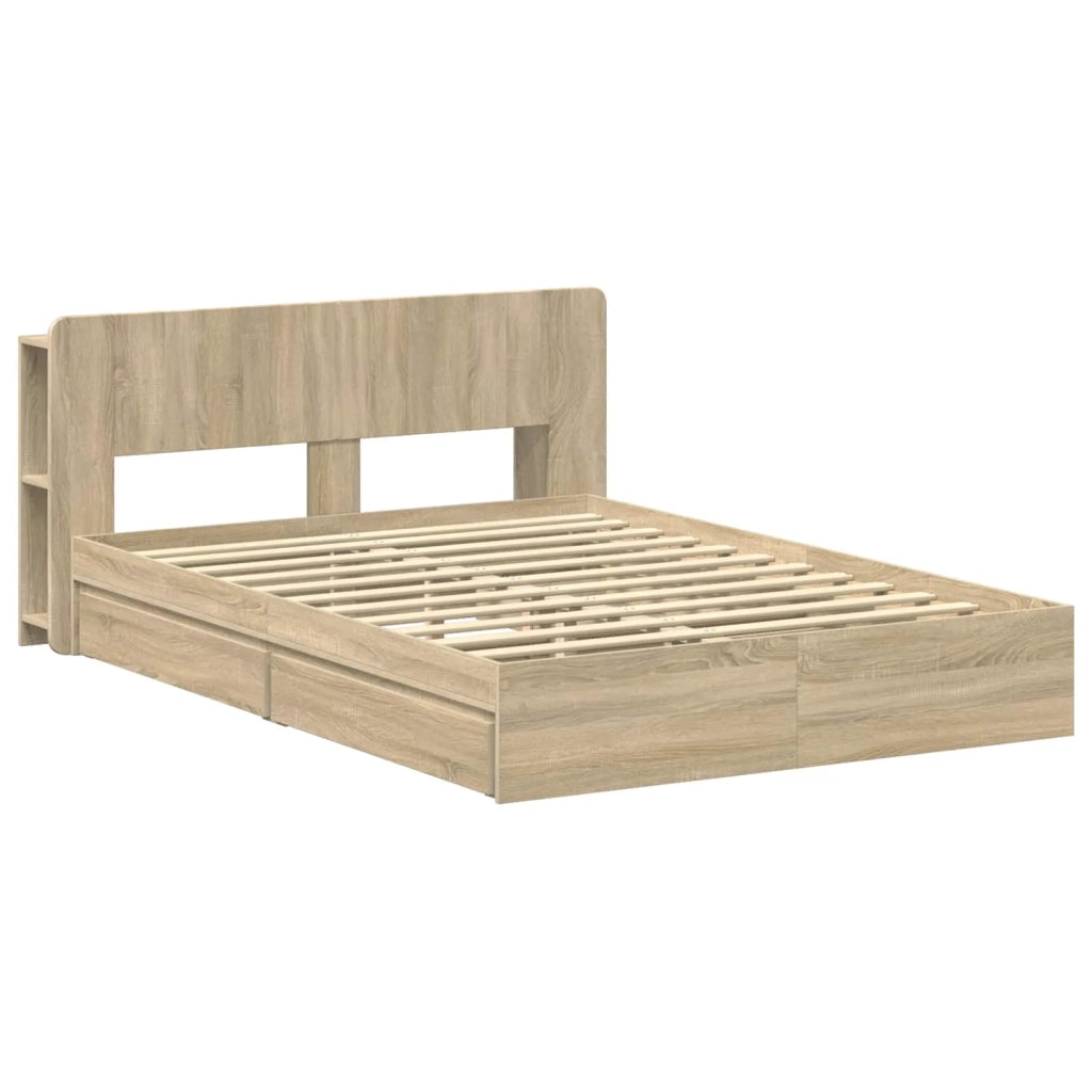 Telaio del letto con storage Rovere Sonoma 150 x 200 cm