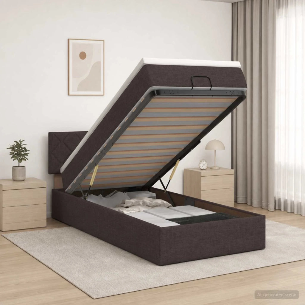 Letto Ottomano con Materasso e LED Marrone Scuro 80 x 200 cm 3456949