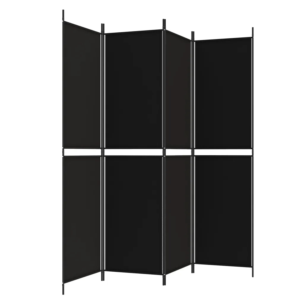 Divisorio Ambienti | Divider per stanze | Paravento a 4 Pannelli Nero 200x200 cm in Tessuto