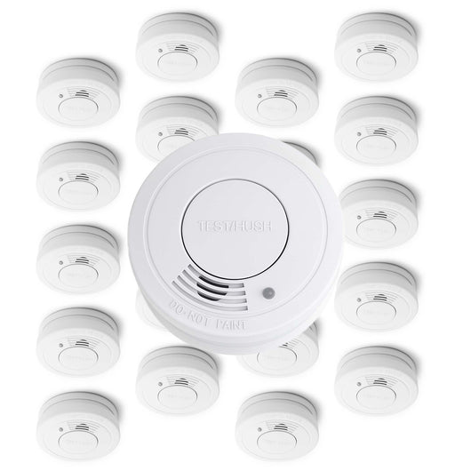 Set 20x Rilevatore di fumo con batteria da 9 V, allarme antincendio con funzione HUSH, sensore antifumo fotoelettrico affidabile con potenza sonora di 85 dB