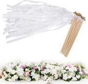 Sfere di benedizione con nastri e cinture nuziali - 12 pezzi di slancio con bastoncini in legno per matrimoni - contenuto HTML.