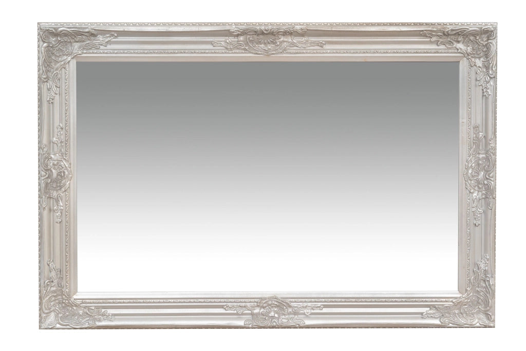 Biscottini Specchio Specchiera da parete e appendere verticale/orizzontale L60xPR4xH90 cm finitura foglia argento anticato