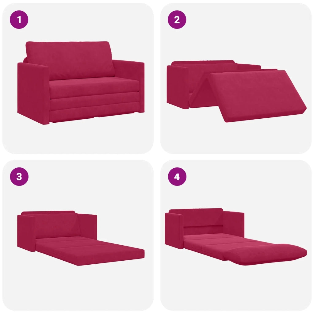 Divano letto | Sof¨¤ letto | Letto singolo Rosso Vino 124 x 71 x 78 cm Velluto
