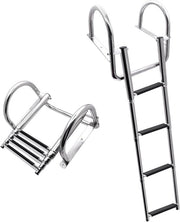 Scala per piscina 4 gradini in acciaio inossidabile pieghevole con balaustre ampie e sportive - Capacità di carico 227 kg - Adatto per coperture di piscine e barche