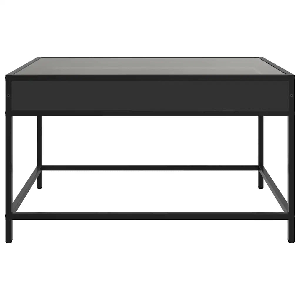 Tavolino da Salotto con LED Infinity-Tavolino da soggiorno Nero 70x50x41 cm