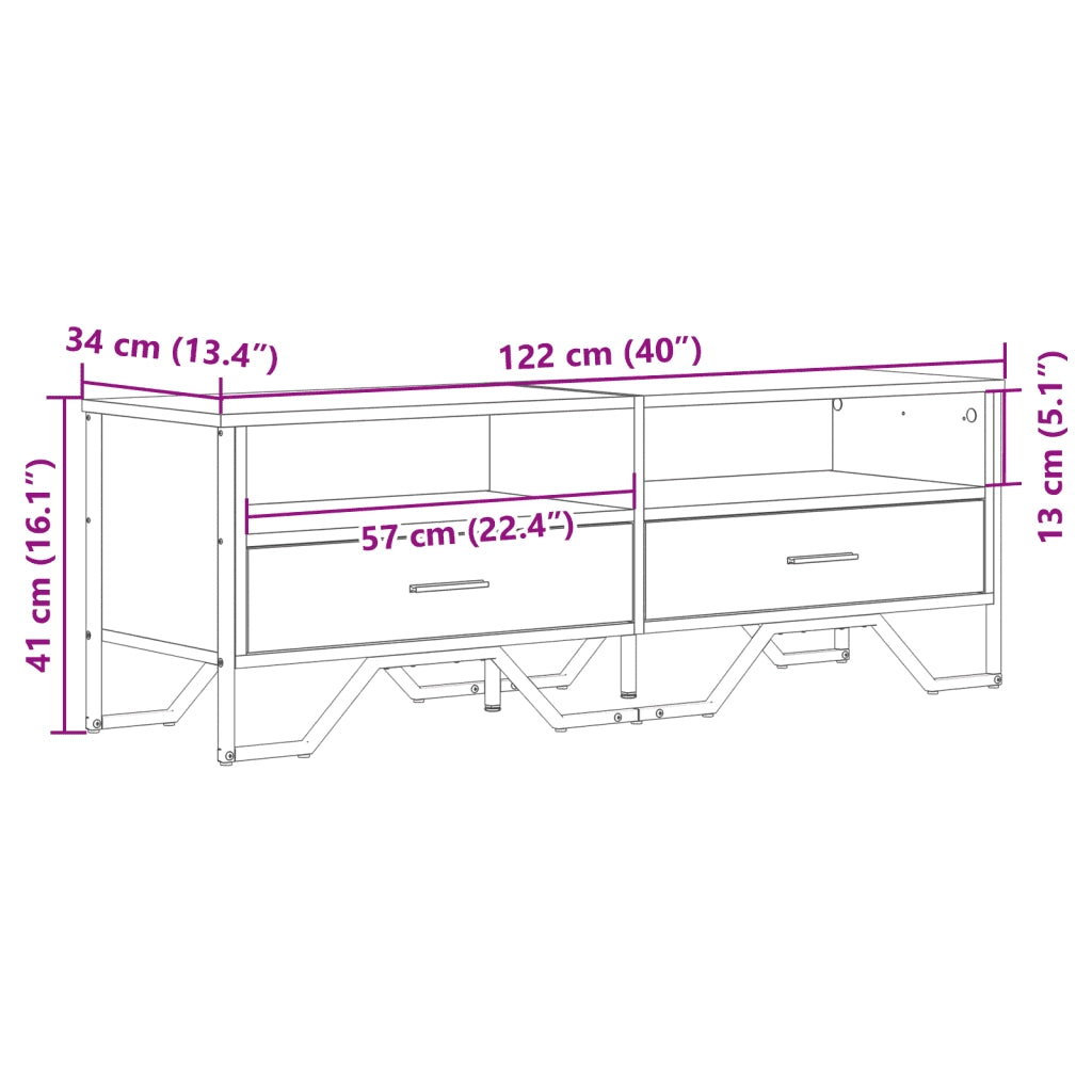 Mobile Porta TV Nero 122x34x41 cm in Legno Multistrato 848579