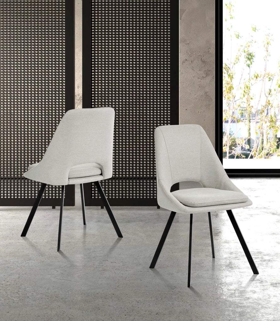 Set 2 sedie da pranzo Hispanohogar ferro e tessuto beige 85×48×57 cm