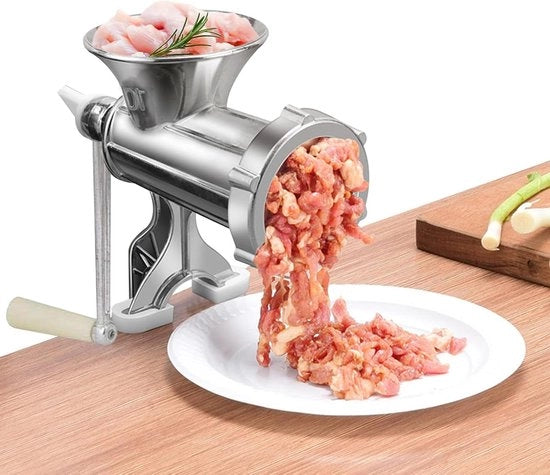 Molinello manuale per carne in alluminio – Tritacarne con vite di fissaggio per tavolo – Adatto per carne e salsiccia - Idoneo per uso domestico - Processore per carne di manzo e verdure - Resistentente al lavastoviglie