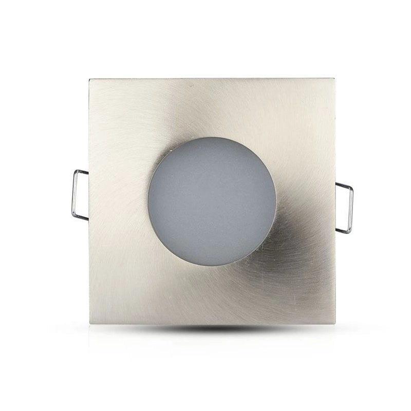 Porta Faretto Led GU10 MR16 Incasso Quadrato Colore Nichel Satinato Impermeabile IP54 SKU-3616