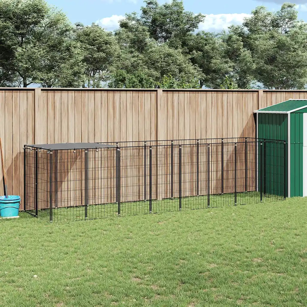 Gabbia per Cani Nera 4,84 m² in Acciaio 3082200