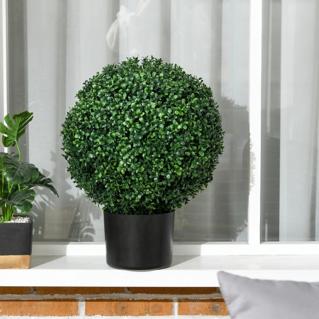 Piante artificiali, set da 2, piante artificiali resistenti ai raggi UV in vaso, cespugli di bosso da 52 cm per la decorazione di giardino e