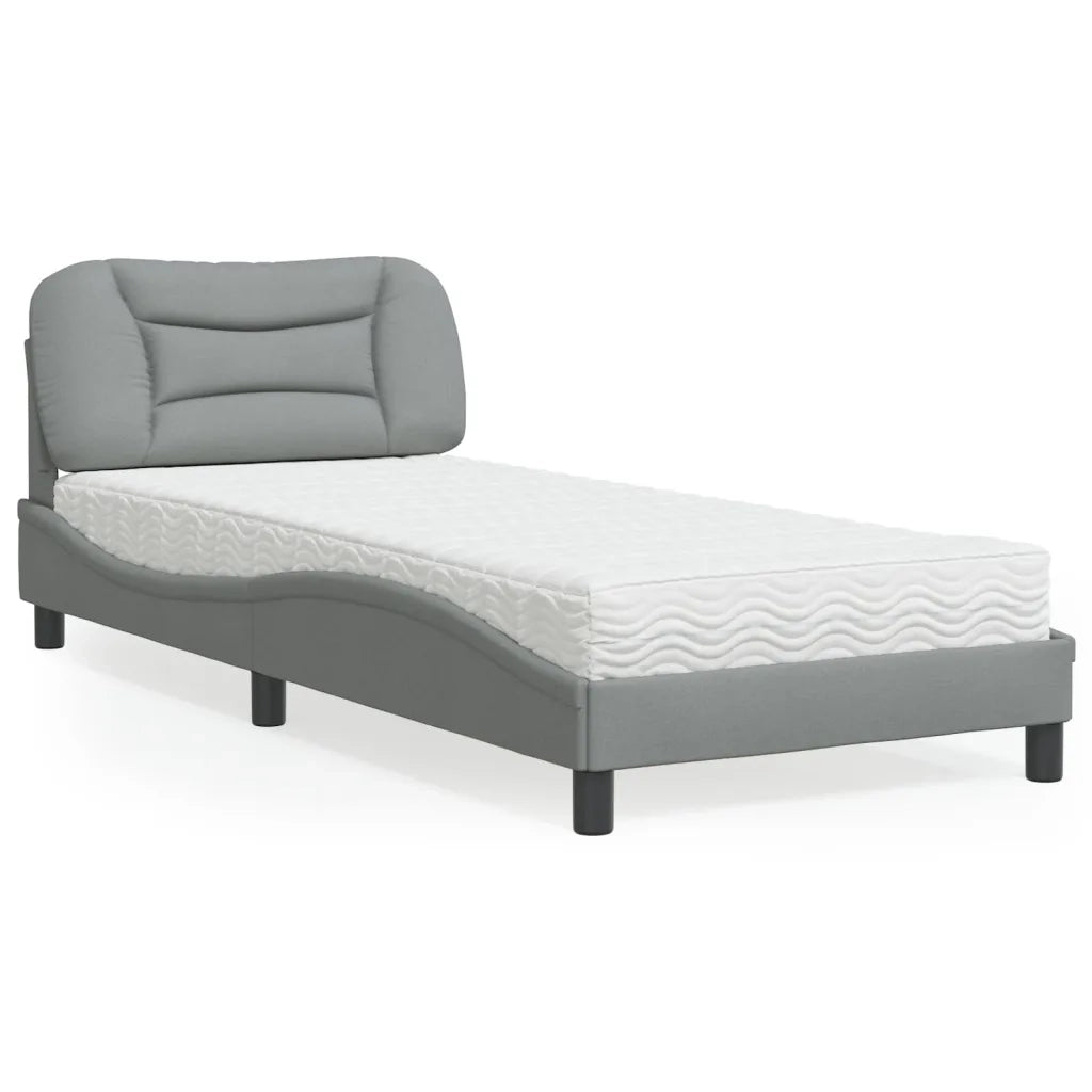 Letto con Materasso Hvar Grigio Chiaro 90x200 cm in Tessuto 3208506