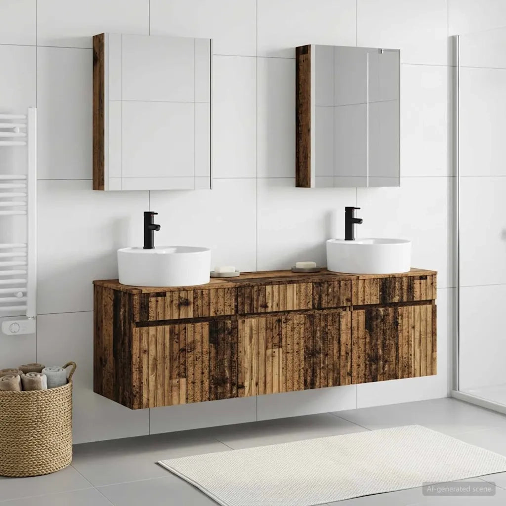 Set di Armadi da Bagno 5 pcs Legno antico 53 x 15,5 x 70 cm 3406613